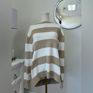 Brandy Melville Tan and White Striped Sweater 100% cotton